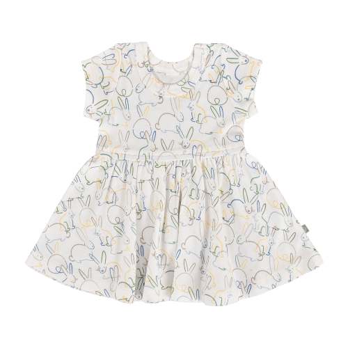 Baby and Toddler Short Sleeve Twirl Dress - Bunnies | 100% Organic - Finn + Emma