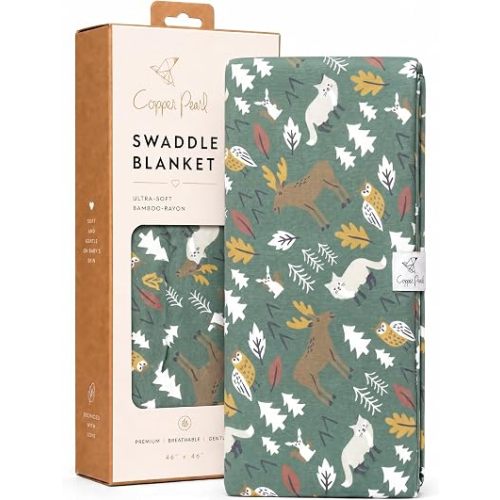 Copper Pearl Swaddle Blankets for Newborns | Soft Stretchy Receiving Blankets for Boys and Girls | Large 46 x 46 Inch Baby Blankets | Lightweight and Breathable Swaddles | Atwood
