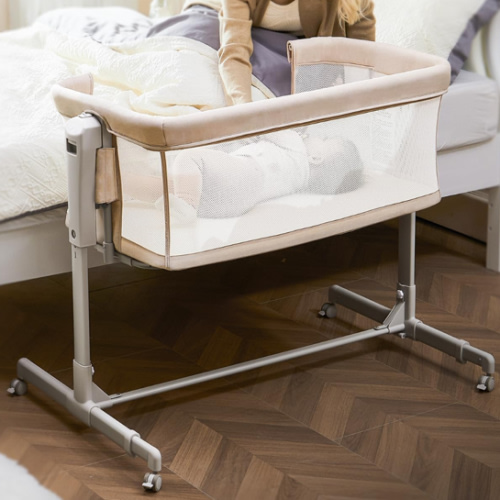 Baby Bassinet Bedside Sleeper, 3-in-1 Rocking Bassinet with Wheels, 6-Height Adjustable Crib with Breathable Mesh, Soft Mattress for Newborns & Infants
