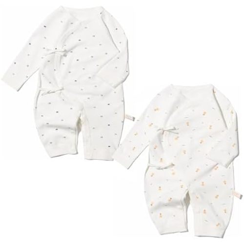 100% Organic Cotton Soft 0-6 Months 2-Piece Unisex Footless Newborn Baby Sleepers Pajamas Romper Boys Girls