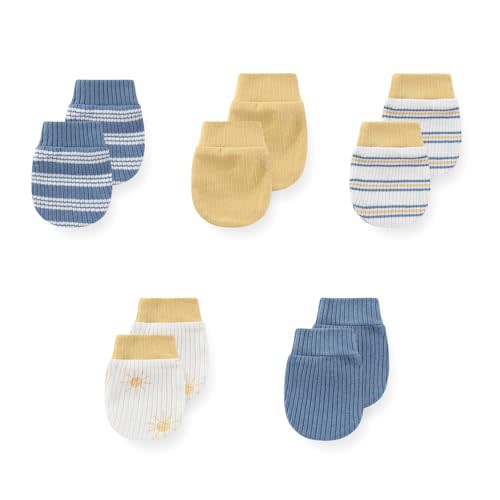 JELYLOVE 5 Pack Unisex New Born Boy Girls Anti Scratch Mittens Cotton Soft Baby Gloves 0-3 Months Infant Essentials