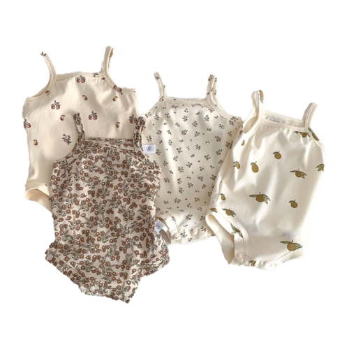 LYMAYTER ‌Baby Girls Infant Sleeveless Cotton Tank Top Onsies Bodysuit Summer Bundle 3M-24M