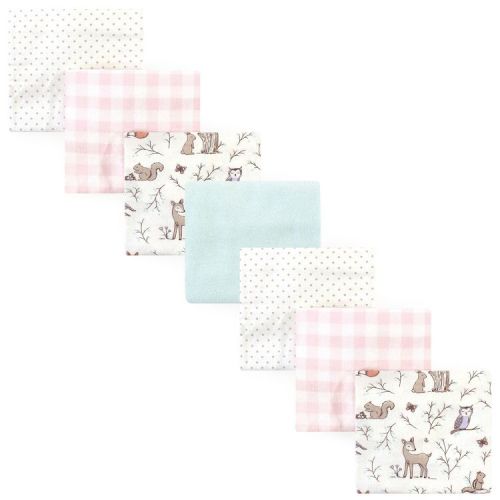 Hudson Baby Infant Girls Cotton Flannel Receiving Blankets Bundle, Enchanted Forest, One Size