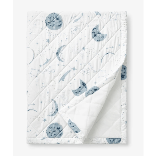 Night Sky Classic Cool Organic Cotton Percale Quilted Reversible Sherpa Stroller Blanket