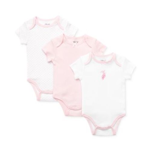 Baby Girls Short Sleeved Bodysuits, Pack of 3