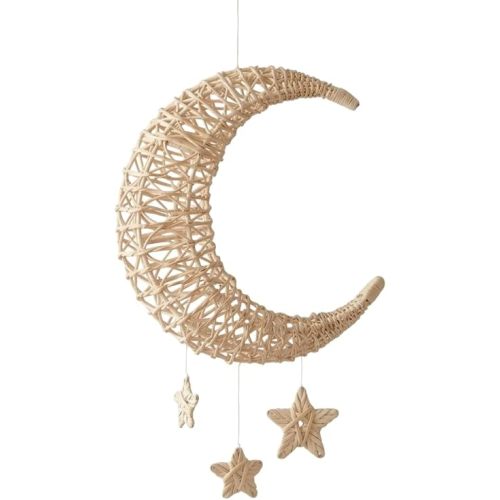 Children Party Balloon Rattan Hanging Decor with Woven Stars and Lattice Texture Handmade Lightweight Ornament Suitable for Nursery playroom Photo Backdrop Shower