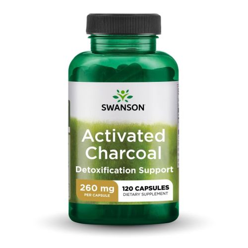 Swanson Activated Charcoal Capsules, Supports Bowel Regularity & Helps Ease Gas & Bloating, 260 mg (120 Capsules)