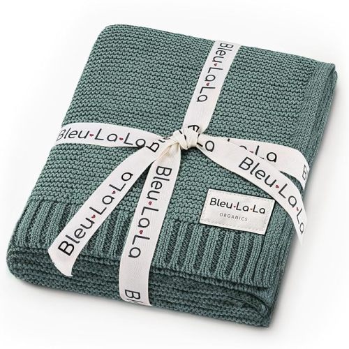 Heritage Knit 100% Organic Cotton Baby Swaddle Blanket for Boys and Girls - Soft Warm Cozy Unisex Receiving Cuddle Blanket for Newborns, Infants & Toddlers (Hunter Green, 0-2 Years)