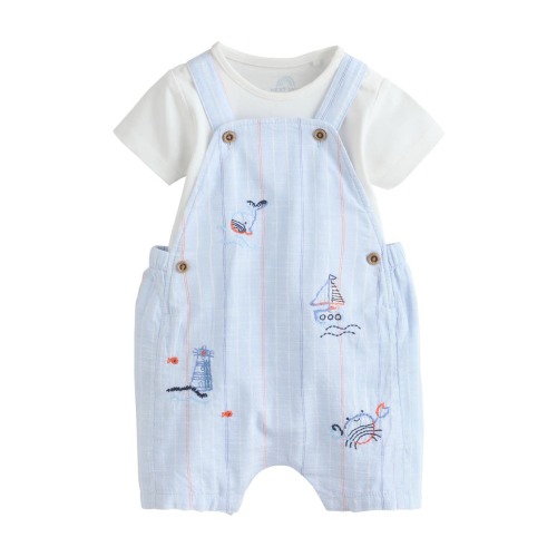Nautical Bodysuit & Embroidered Romper Set, 0-3M