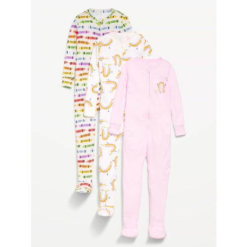 Snug-Fit 2-Way-Zip Pajama One-Piece 3-Pack for Toddler & Baby