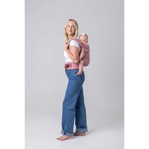 Mabē Monarch Ergonomic Baby Carrier – Premium Cotton Soft Structured Newborn to Toddler Carrier with Hip-Healthy Design, 3 Carry Positions (7-35lbs), Lightweight & Breathable,(Mauve Wings)