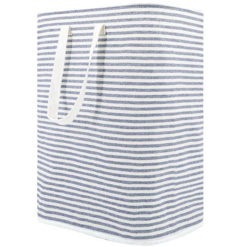 "DOKEHOM 80L Freestanding Laundry Hamper, Foldable Cotton Storage Basket, Blue, 16""x12.6""x24"