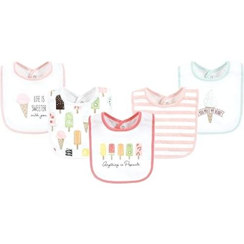 Touched by Nature Unisex Baby Organic Cotton Bibs, Popsicle, One Size