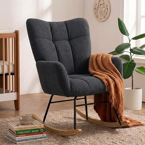 Nursery Rocking Chair, Rocking Chairs for Nursery, Grey