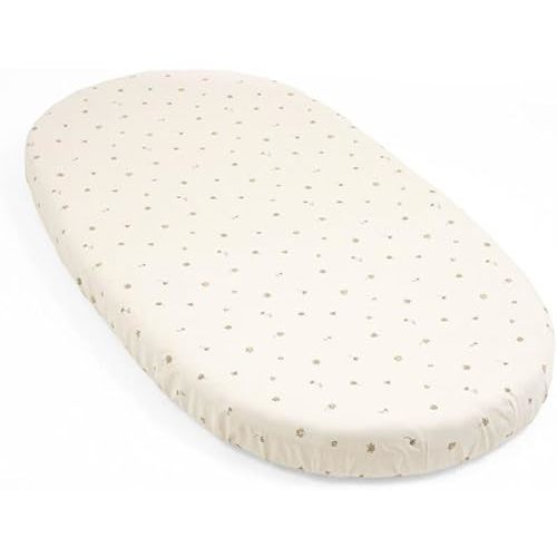 Stokke Sleepi Fitted Sheet V3, Flower Ecru - 100% Fine Cotton Percale