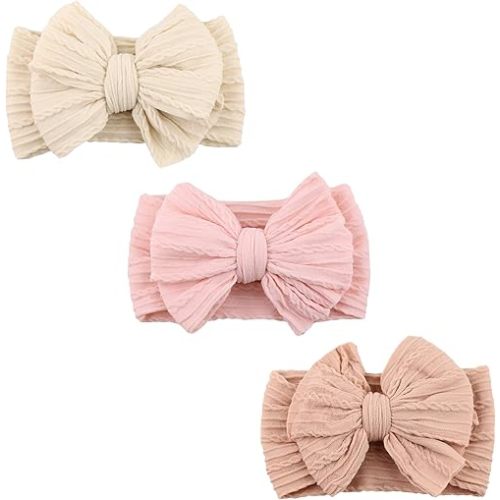 NUARTNOS Baby Nylon Headbands Soft Hair Bow Elastics Hairbands Accessories
