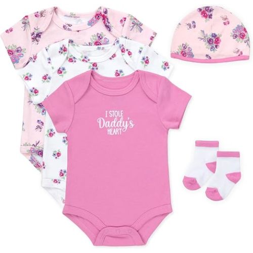 Baby Essentials Baby Girls 5 Piece Bodysuit Set