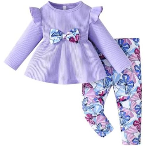 Jecson Baby Girl Clothes Toddler Girl Clothes Butterfly Top and Pants Set
