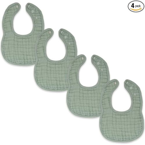 Comfy Cubs Muslin Bibs, Pack of 4 - Cotton Bibs - Fern