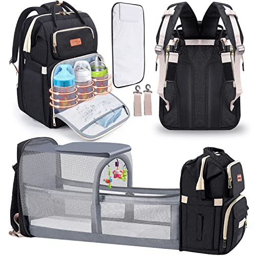 Bubblbay 8 in 1 Baby Diaper Bag Backpack, Diaper Changing Totes 900D Oxford Waterproof Baby Bags for Boys Girl Travel with Bed Mat Pad, Large Capacity Shower Gifts