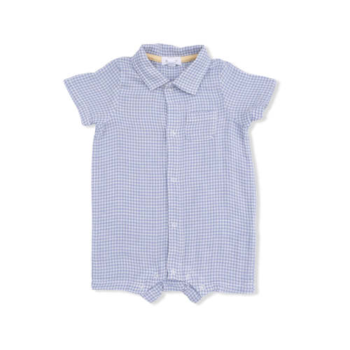 Polo Shortie, Micro Gingham Blue
