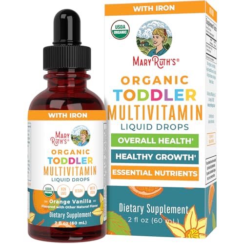 MARYRUTH'S Organic Toddler Multivitamin Drops with Iron, Vegan, 30 Servings | With Iron, USDA Organic, Sugar Free, Immune Support, Vegan