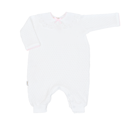 Paty Knit Romper with Pique Lace Collar