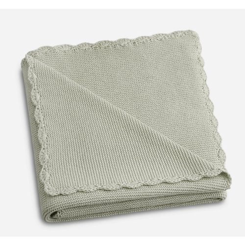 Cotton Knit Baby Blanket - Sage