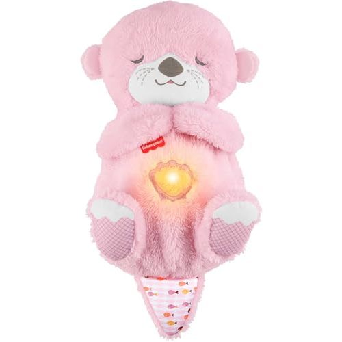 Fisher-Price Baby Toy Soothe ‘n Snuggle Otter Plush, Pink Portable Sound Machine with Breathing Motion & Lights for Newborns Ages 0+ Months