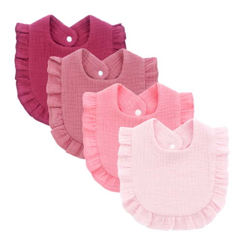 Set of 4Pcs Cotton Bib Baby Feeding Bib Soft & Comfortable Saliva Towel Newborns Burping Cloth for Boys Girls