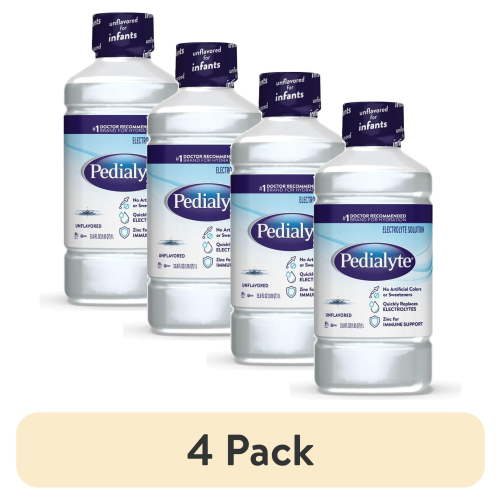 (4 pack) Pedialyte Electrolyte Drink, Unflavored, 1 Liter