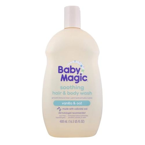 Baby Magic Soothing Hair & Body Wash, Vanilla & Oat, Soothes and Cleanses, Specially Formulated for Baby's Delicate Skin, Tear Free, Hypoallergenic, Dermatologist Recommended, 16.5 Fl Oz