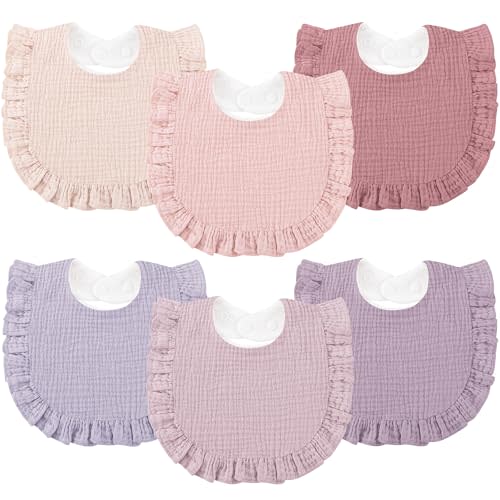 Bearmoss 6 Pack Muslin Baby Bibs for Drooling and Teething, Soft Bibs for Girls, Boys, Newborn