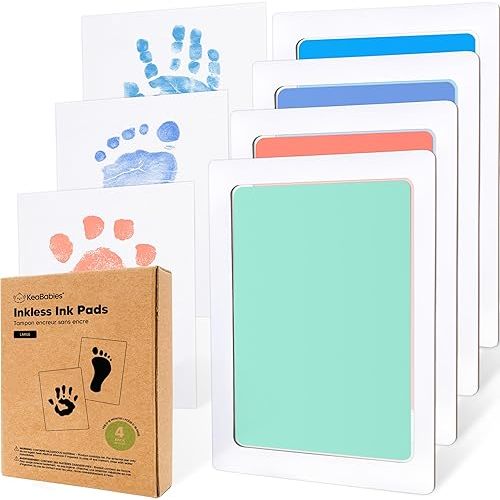 4-Pack Inkless Baby Hand and Footprint Kit - Mess Free Ink Pad for Newborn Keepsake, Dog Nose & Paw Print Kit, Clean Touch Ink Pad for Baby Hand & Footprints, First Mother's Day (Popsicle, L)