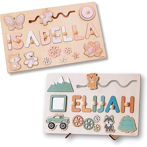 Thematic Busy Boards: Farm, Dino, Woodland, Montessori Board 1 Year Old, First Birthday Boy, Toddler Name Puzzle, for Kids