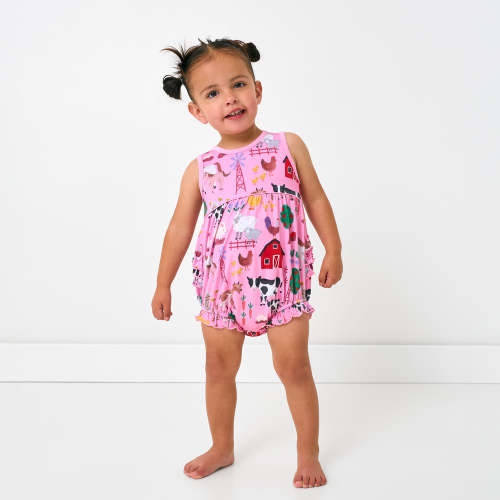 Pink Farm Fam Bubble Romper | Little Sleepies