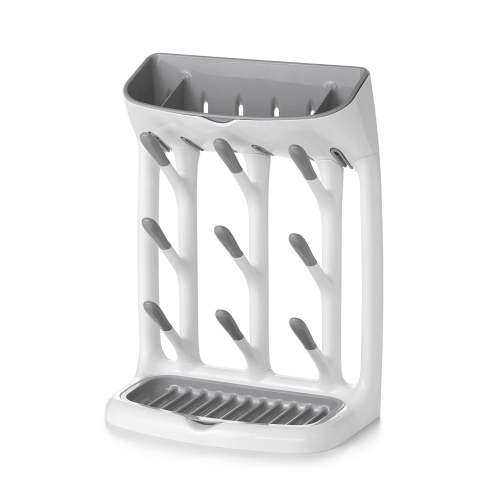 OXO Tot - Space Saving Drying Rack – Compact - Ideal for Utensils, Straws, Cups, Medicine Droppers - Baby Feeding Equipment - White/Grey