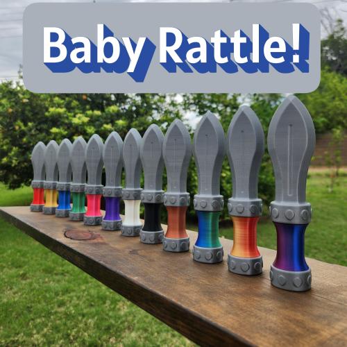 Baby Rattle Mini Sword - Small and Safe Toy - Choose your color!