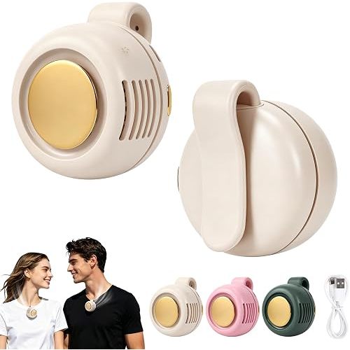 FIALAME Portable Silent Mini Bladeless Electric Fan Clip On,Mini Bladeless Fans with Clip,3 Speeds Hands-Free Small Whirlwind Bladeless Fan Neck Fans,Rechargeable Tiny Fan Clips On Shirt (White-1pcs)