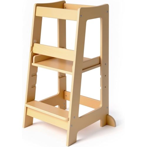 Stepup Baby Toddler Step Stool - Adjustable Height Kids Helper Step Stool, Durable, Non-Slip Platform for Bathroom Sink & Kitchen Counter, Toddler Tower for Exploration and Growth - Varnished