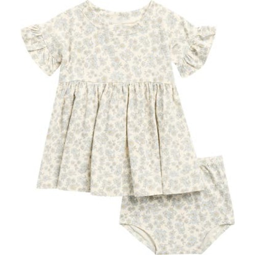 Floral Ruffle Organic Cotton Dress with Bloomers, 6-12M