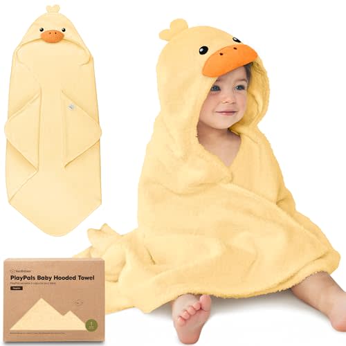 KeaBabies Organic Baby Towel with Hood for Girls, Boys - Soft, Absorbent, 100% Cotton Hooded Baby Towels for Newborns, Infants, Large Hooded Bath Towels for Babies, Kids, Toddler 1-3 (Duci)