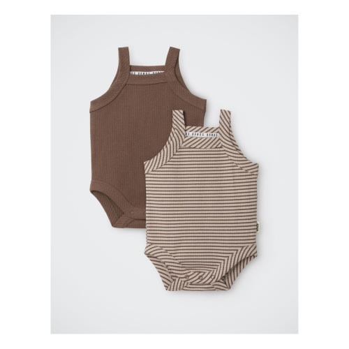Baby Newbies Rib Singlet Suit 2 Pack in Sandy By Me / Mocha Dust