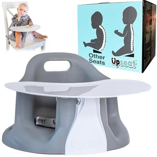 Upseat – The Original Ergonomic Baby Floor & Booster Seat with Tray, Developed with Physical Therapists for Upright Posture & Healthy Hip Development, 4–24 Months, Dishwasher-Safe Extra-Large Tray
