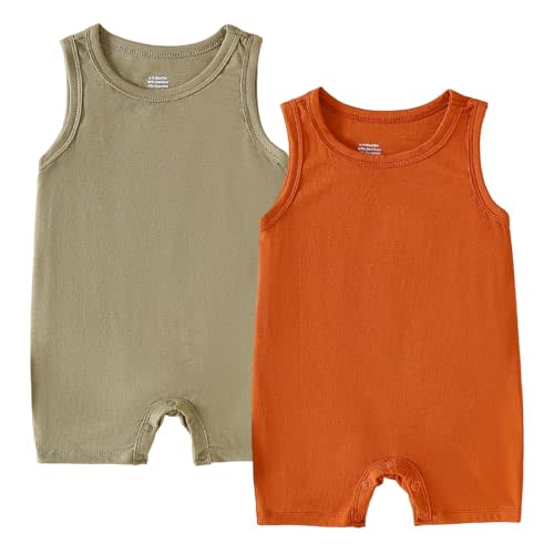 DEFAHN Visocse made from Bamboo Baby Boy Sleeveless Romper One-Piece Infant Solid Tank Bodysuit Jumpsuit Girls Summer Outfits
