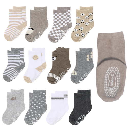 The Peanutshell Baby Boys and Girls 12pk Organic Cotton Socks, Soothing Neutrals, 0-3 Months