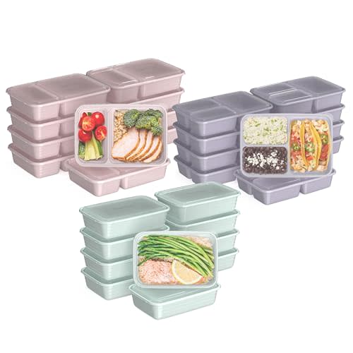 Bentgo Prep Meal Prep Kit, 1, 2 & 3-Compartment Containers, 60 Piece Set | Portion Control, Stackable, Microwave, Freezer & Dishwasher-Safe, Reusable, PFAS & BPA-Free (Floral Pastels)