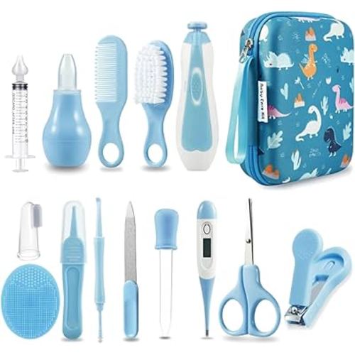 PandaEar Baby Healthcare and Grooming Kit, Baby Nursery Health Care Set, Electric Safety Nail Trimmer Newborn Essentials Kit for Infant Toddlers Kids (19 in 1, Blue)