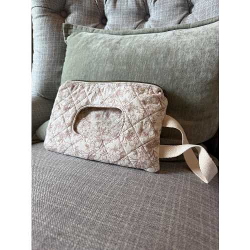 Quilted wipe + diaper zippered pouch