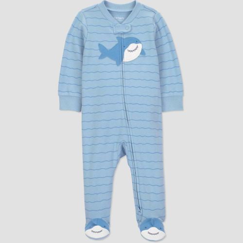 Carter's Just One You® Baby Boys' Striped Shark Sleep N' Play - Blue 9M